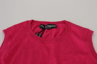 Pink Silk Vest Pullover Crewneck Tank Top Dolce & Gabbana