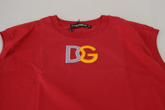 Red Cotton DG Logo Tank Top T-shirt Dolce & Gabbana