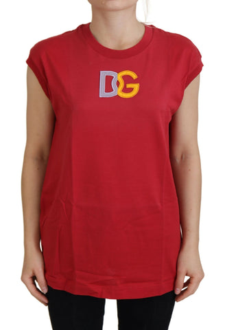 Red Cotton DG Logo Tank Top T-shirt Dolce & Gabbana