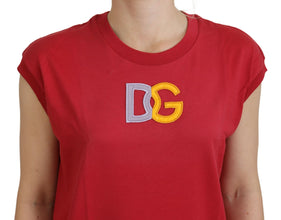 Red Cotton DG Logo Tank Top T-shirt Dolce & Gabbana