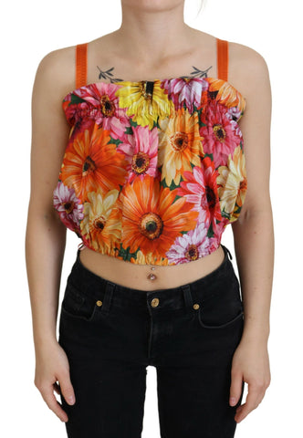 Blouse Cropped Floral Cotton Tank Top Dolce & Gabbana