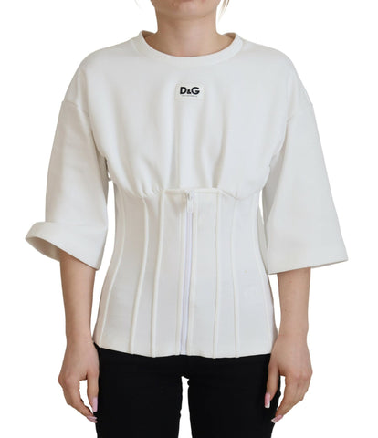 White Corset Stretch Cotton Top T-shirt Dolce & Gabbana