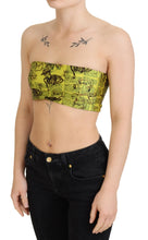 Yellow Newspaper Print Cropped Blouse John Galliano