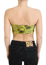 Yellow Newspaper Print Cropped Blouse John Galliano