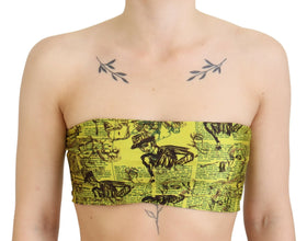 Yellow Newspaper Print Cropped Blouse John Galliano