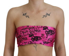 Pink Newspaper Print Bra Cropped Blouse John Galliano