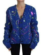 Blue Color Splash Mohair Cardigan  Sweater Dolce & Gabbana