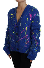 Blue Color Splash Mohair Cardigan  Sweater Dolce & Gabbana