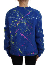 Blue Color Splash Mohair Cardigan  Sweater Dolce & Gabbana