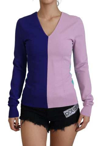 Multicolor V-neck Viscose Long Sleeves Sweater Dolce & Gabbana