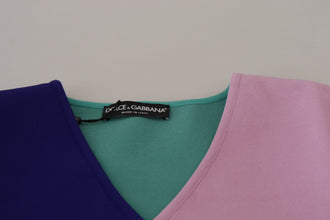 Multicolor V-neck Viscose Long Sleeves Sweater Dolce & Gabbana