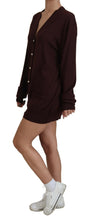 Maroon Wool Knit Deep V-neck Cardigan Sweater Dolce & Gabbana