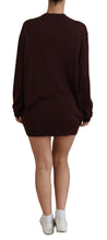 Maroon Wool Knit Deep V-neck Cardigan Sweater Dolce & Gabbana