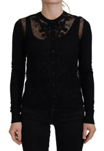 Black Floral Lace Button Cardigan Sweater Dolce & Gabbana