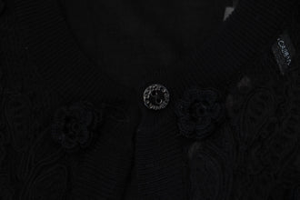 Black Floral Lace Button Cardigan Sweater Dolce & Gabbana