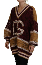Multicolor Lace V-neck Pullover Sweater Dolce & Gabbana