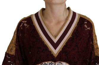 Multicolor Lace V-neck Pullover Sweater Dolce & Gabbana