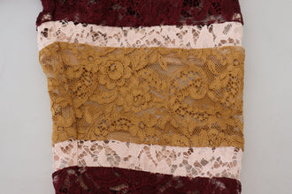 Multicolor Lace V-neck Pullover Sweater Dolce & Gabbana