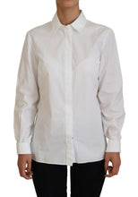 White Cotton Collared Long Sleeves Formal Top Dolce & Gabbana