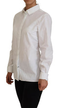 White Cotton Collared Long Sleeves Formal Top Dolce & Gabbana