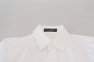 White Cotton Collared Long Sleeves Formal Top Dolce & Gabbana