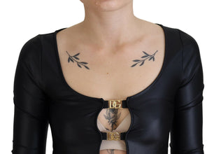 Black Cotton Stretch Open Chest 3/4 Sleeve Top Dolce & Gabbana