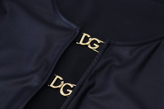 Black Cotton Stretch Open Chest 3/4 Sleeve Top Dolce & Gabbana