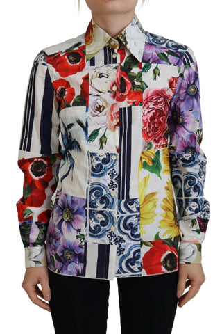 Multicolor Floral Cotton Collared Blouse Top Dolce & Gabbana