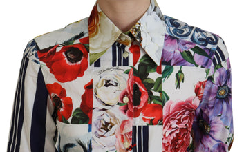 Multicolor Floral Cotton Collared Blouse Top Dolce & Gabbana