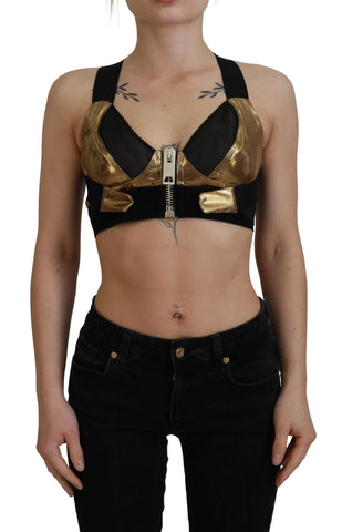 Black Gold Sleeveless Cropped Bustier Top Dolce & Gabbana