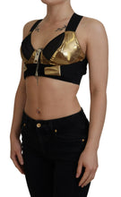 Black Gold Sleeveless Cropped Bustier Top Dolce & Gabbana