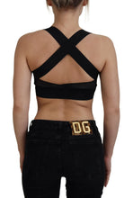 Black Gold Sleeveless Cropped Bustier Top Dolce & Gabbana