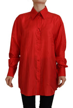 Red Silk Collared Long Sleeves Dress Shirt Top Dolce & Gabbana
