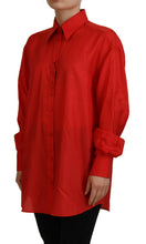 Red Silk Collared Long Sleeves Dress Shirt Top Dolce & Gabbana