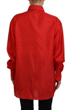 Red Silk Collared Long Sleeves Dress Shirt Top Dolce & Gabbana