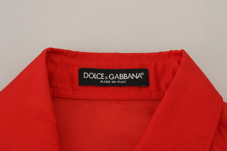 Red Silk Collared Long Sleeves Dress Shirt Top Dolce & Gabbana