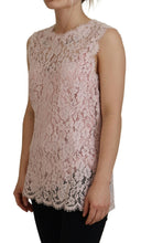 Pink Floral Lace Sleeveless Tank Blouse Top Dolce & Gabbana