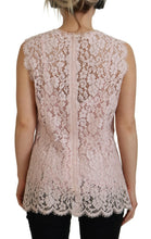 Pink Floral Lace Sleeveless Tank Blouse Top Dolce & Gabbana