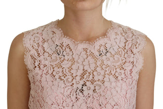 Pink Floral Lace Sleeveless Tank Blouse Top Dolce & Gabbana