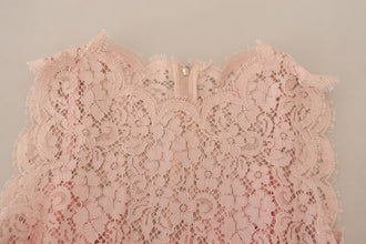 Pink Floral Lace Sleeveless Tank Blouse Top Dolce & Gabbana