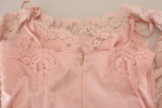 Pink Floral Lace Sleeveless Tank Blouse Top Dolce & Gabbana