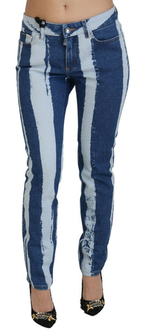 Cobalt Blue Stripes Skinny Denim Cotton Jeans Dolce & Gabbana