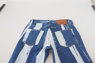 Cobalt Blue Stripes Skinny Denim Cotton Jeans Dolce & Gabbana