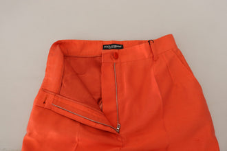 Orange Silk High Waist Cropped Pants Dolce & Gabbana