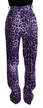Purple Leopard Print High Waist Pants Dolce & Gabbana