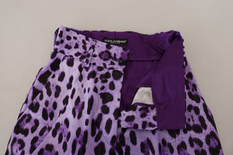 Purple Leopard Print High Waist Pants Dolce & Gabbana