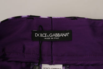 Purple Leopard Print High Waist Pants Dolce & Gabbana