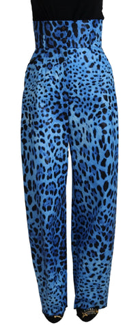 Blue Leopard Print High Waist Pants Dolce & Gabbana