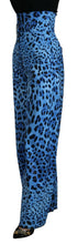 Blue Leopard Print High Waist Pants Dolce & Gabbana
