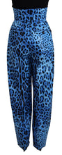 Blue Leopard Print High Waist Pants Dolce & Gabbana